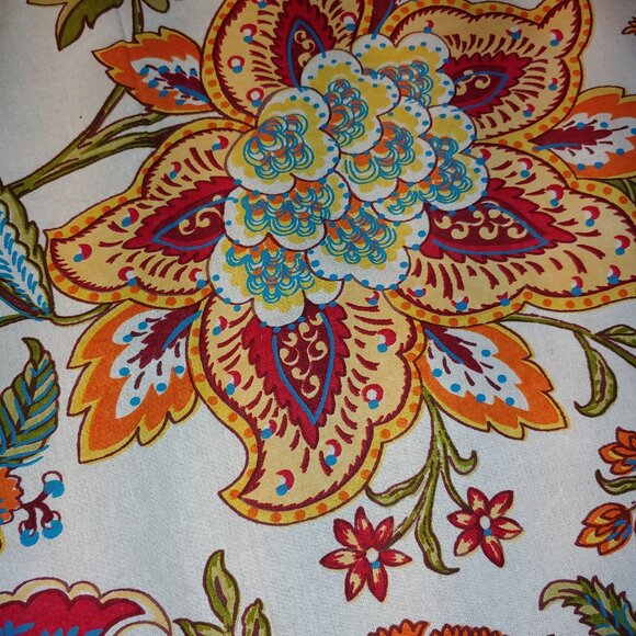 1pr Pier 1 Imports Cotton Floral Jacobean Tab Top Curtain Panels 42x80" (2) - Picture 8 of 10